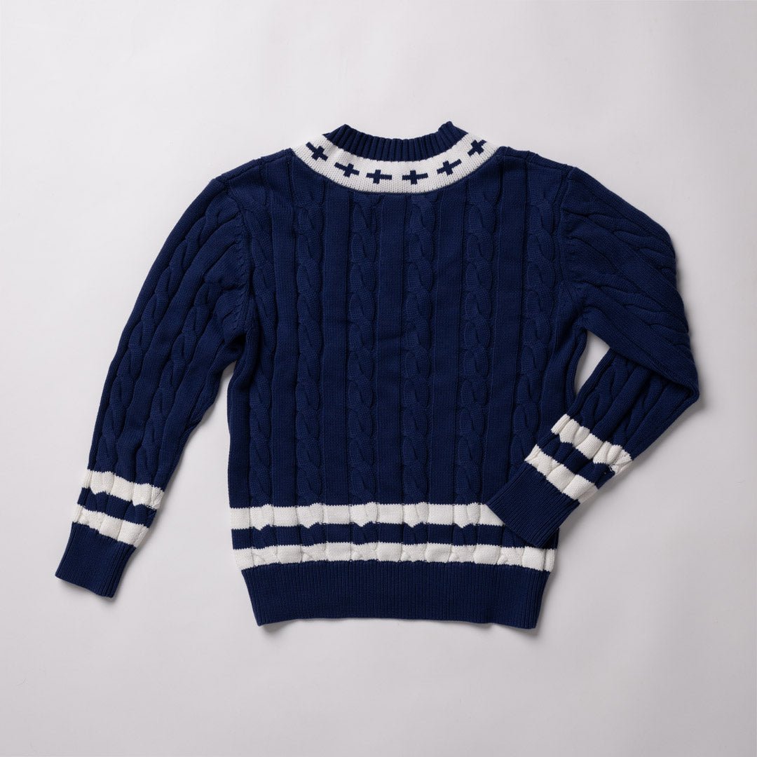 Gracebound V - Neck Knit Sweater (Navy) - Trinity Threads -