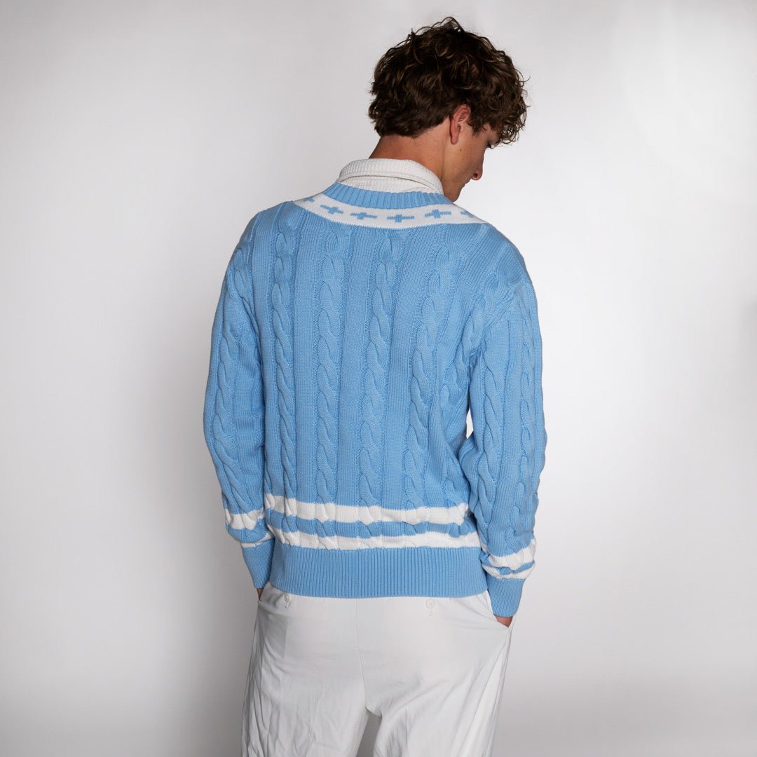Gracebound V - Neck Knit Sweater (Sky Blue) - Trinity Threads -