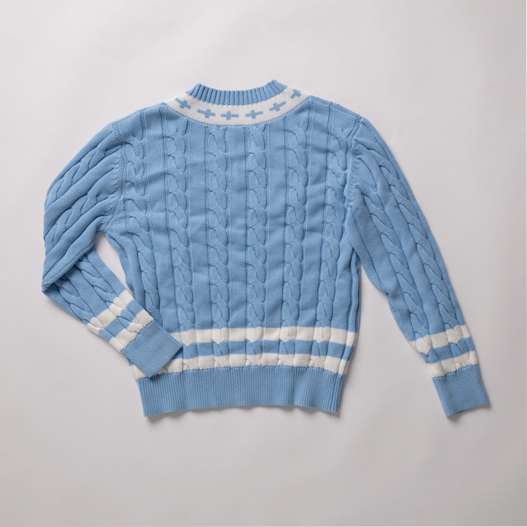 Gracebound V - Neck Knit Sweater (Sky Blue) - Trinity Threads -