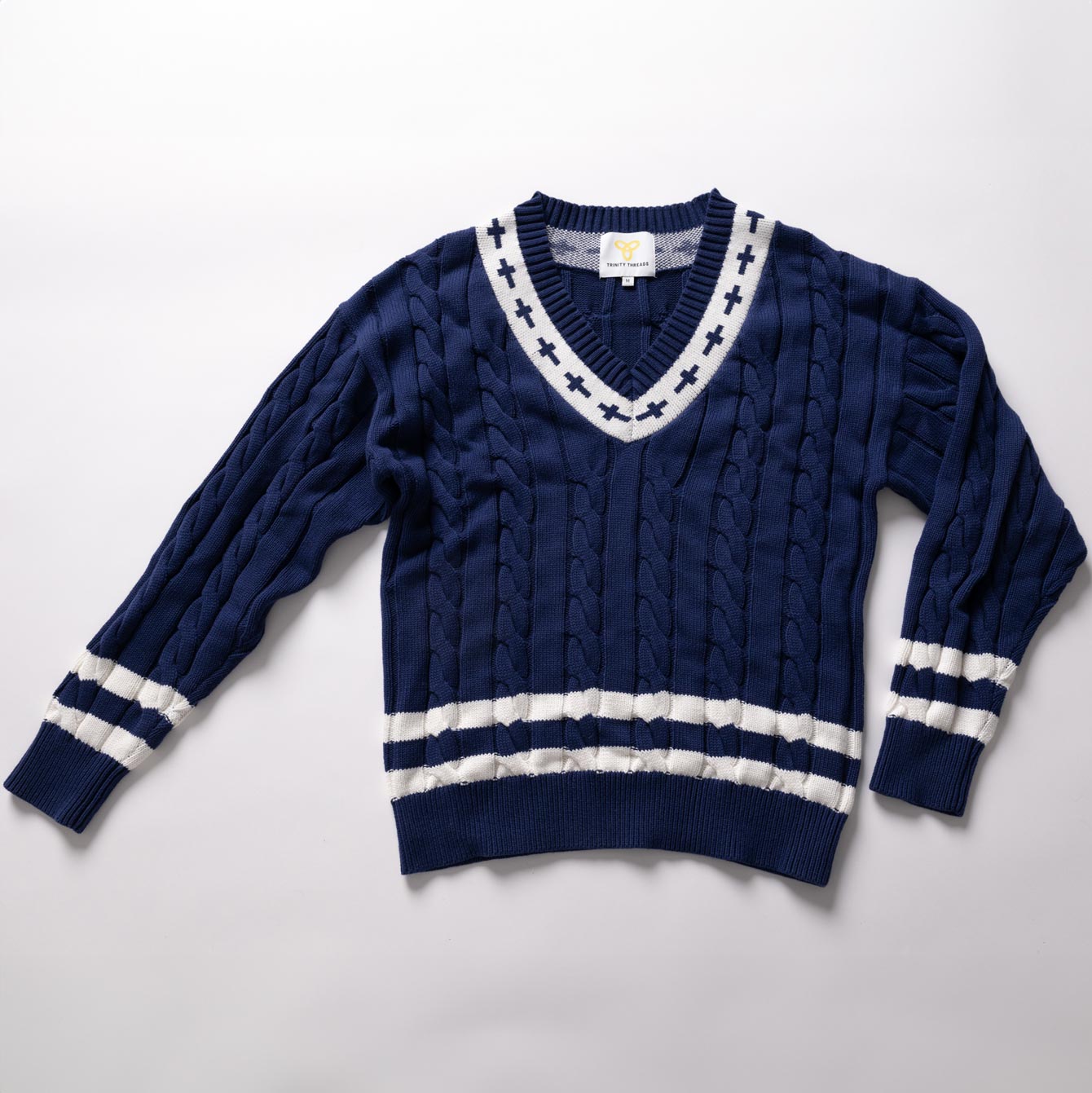 Gracebound V-Neck Knit Sweater (Navy)