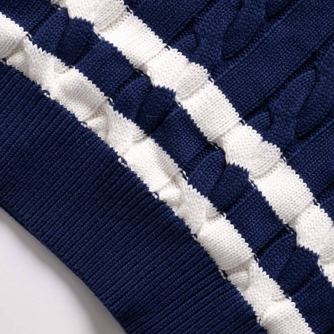 Gracebound V-Neck Knit Sweater (Navy)