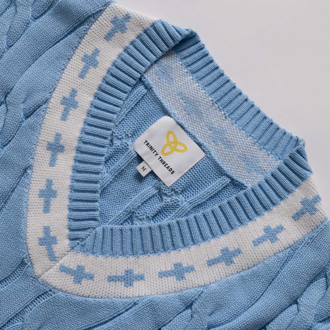 Gracebound V-Neck Knit Sweater (Sky Blue)