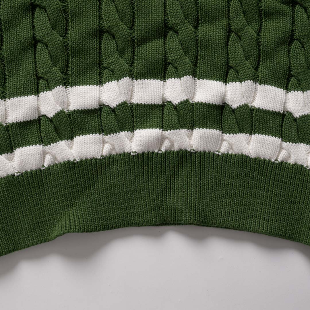 Gracebound V-Neck Knit Sweater (Forest Green)