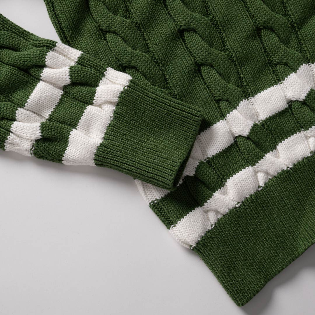 Gracebound V - Neck Knit Sweater (Forest Green) - Trinity Threads - 