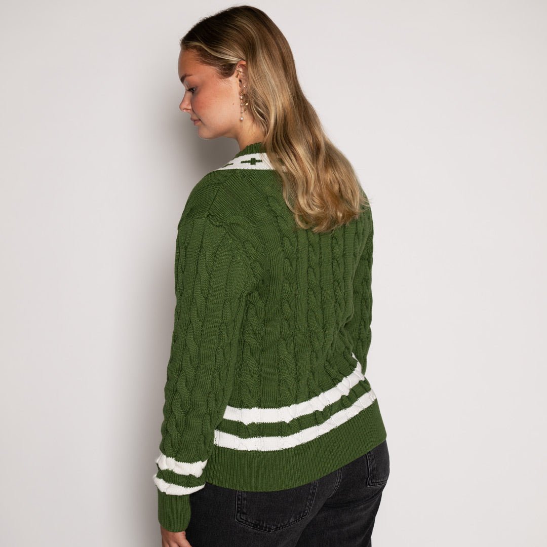 Gracebound V - Neck Knit Sweater (Forest Green) - Trinity Threads - 