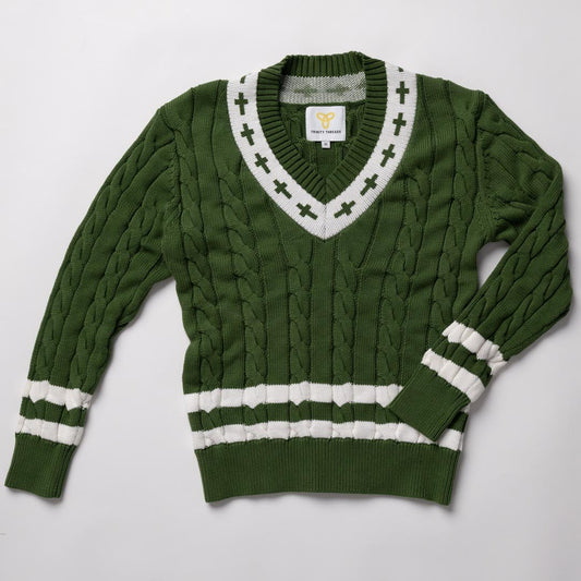 Gracebound V - Neck Knit Sweater (Forest Green) - Trinity Threads - 
