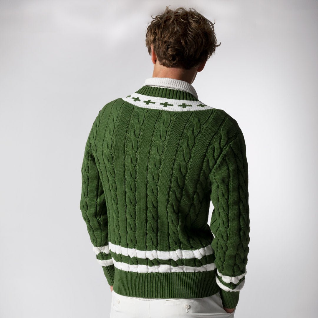 Gracebound V - Neck Knit Sweater (Forest Green) - Trinity Threads - 
