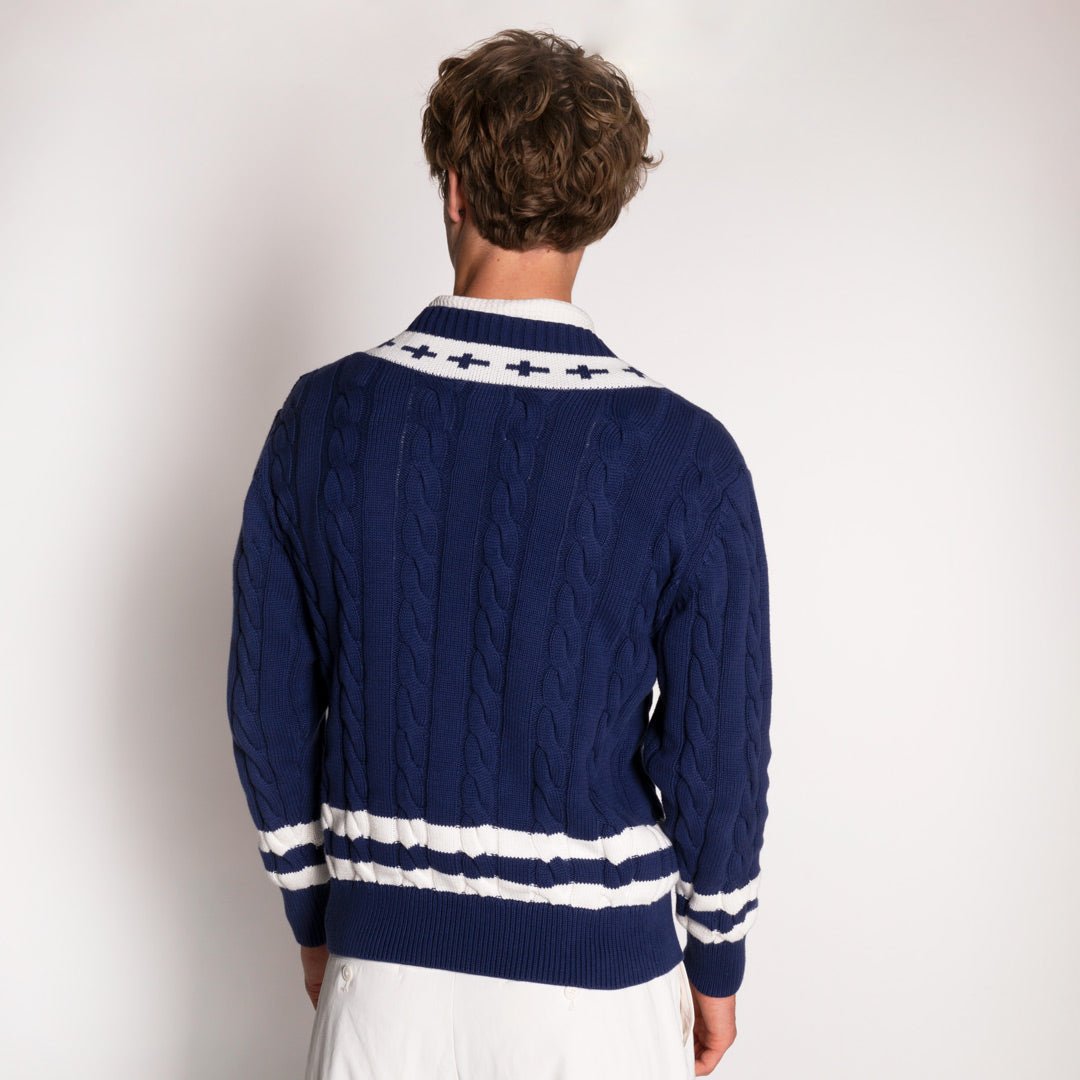 Gracebound V - Neck Knit Sweater (Navy) - Trinity Threads - 