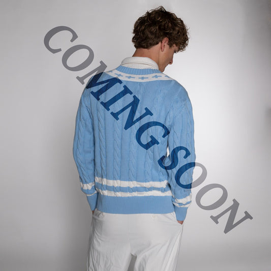 Gracebound V - Neck Knit Sweater (Sky Blue) - Trinity Threads - 